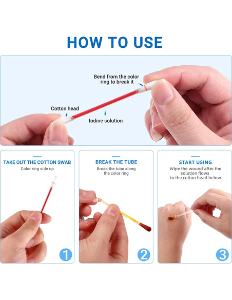Bastones de Algodón Desechables Milisten 100 Unidades Iodóforo