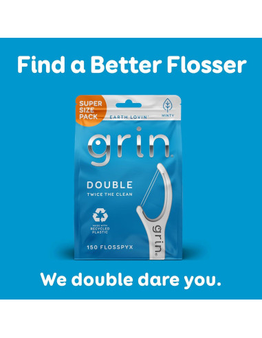 Hilo Dental Grin 150 Piezas Sabor Menta Plástico Reciclado