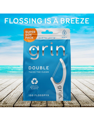 Hilo Dental Grin 150 Piezas Sabor Menta Plástico Reciclado