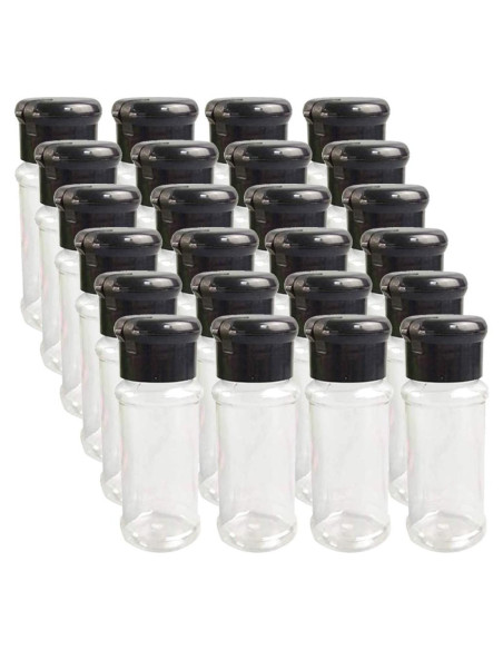 Juego de 24 Botellas de Plástico para Especias 90 ml