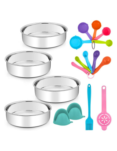 Molde para Pastel 15 cm TeamFar Acero Inoxidable 4 Piezas