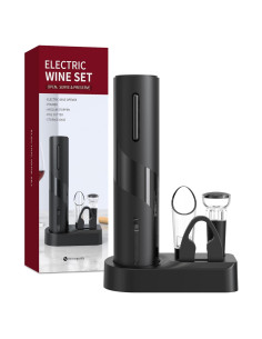 Abridor de Vino Eléctrico Abuzhen con Cortador y Aerador Negro