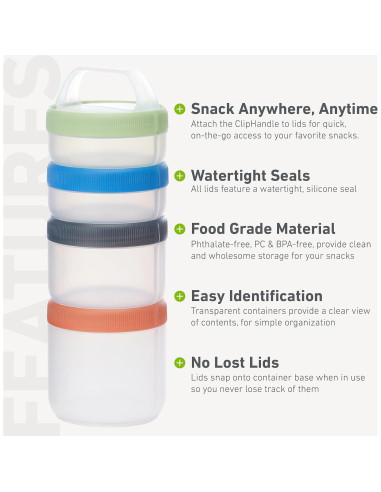 Contenedor Apilable Humangear Stax 4 Piezas Apto Alimentos