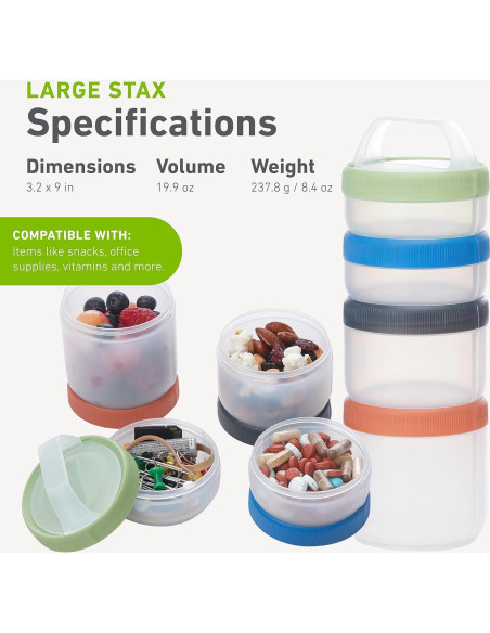 Contenedor Apilable Humangear Stax 4 Piezas Apto Alimentos
