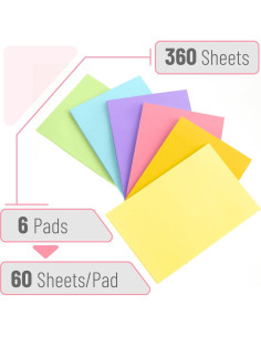 Notas Adhesivas Mr. Pen 10x15 cm Pastel 6 Blocs 360 Hojas 2