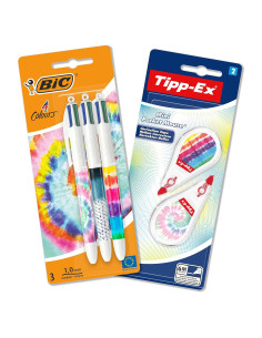 Conjunto de Escritorio BIC Tie Dye 5 Piezas Bolígrafos y Correctores