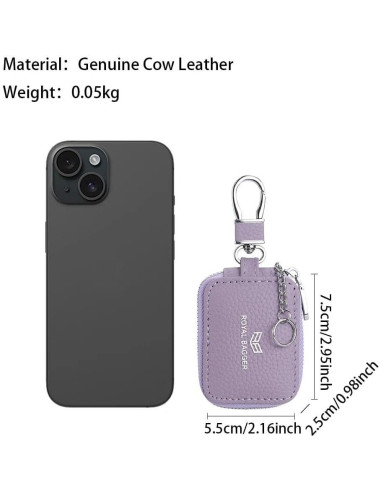 Mini Bolsa de Auriculares de Cuero Genuino Royal Bagger 2901 Gris