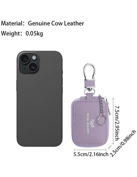 Mini Bolsa de Auriculares de Cuero Genuino Royal Bagger 2901 Gris Mini Bolsa de Auriculares de Cuero Genuino Royal Bagger 2901 Gris