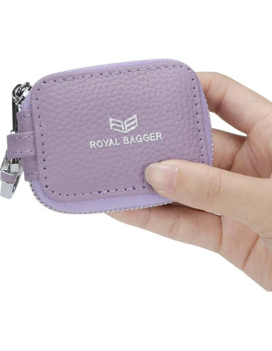 Mini Bolsa de Auriculares de Cuero Genuino Royal Bagger 2901 Gris