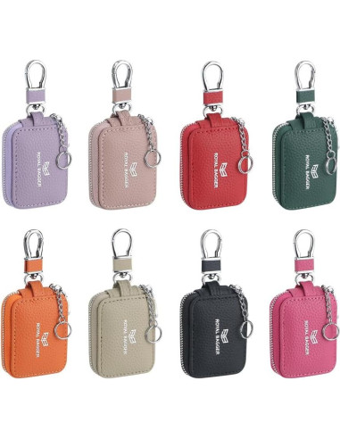 Mini Bolsa de Auriculares de Cuero Genuino Royal Bagger 2901 Gris