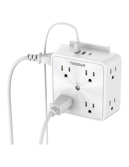 Extensor de Enchufe TESSAN 8 Salidas AC + 3 USB Carga 1700J Extensor de Enchufe TESSAN 8 Salidas AC + 3 USB Carga 1700J