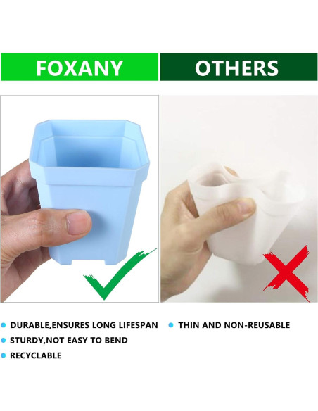 30 Macetas Cuadradas de Vivero Foxany 7.6 cm Coloridas