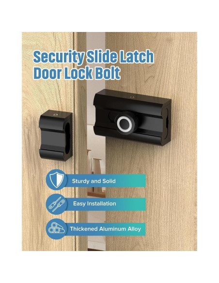Cerradura de Pestillo Deslizante MeBantoo 7.62 cm Negra Cerradura de Pestillo Deslizante MeBantoo 7.62 cm Negra