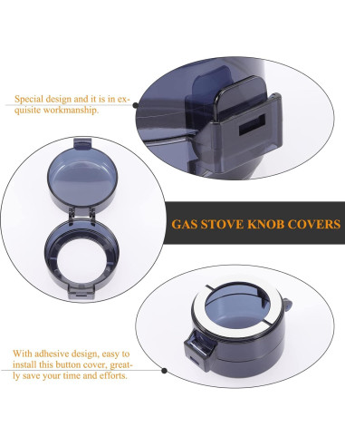 5 Cubiertas de Perillas de Estufa Seguridad Infantil PP Negro