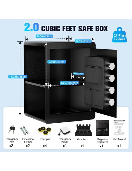 Caja Fuerte Electrónica Dononr 45cm para Pistolas y Valiosos