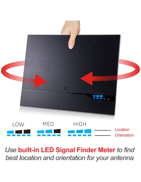Antena de TV HD Amplificada GE 40529 con Medidor de Señal LED