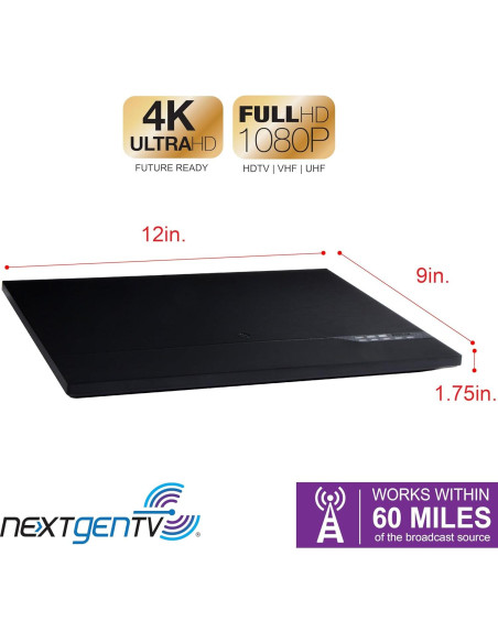 Antena de TV HD Amplificada GE 40529 con Medidor de Señal LED