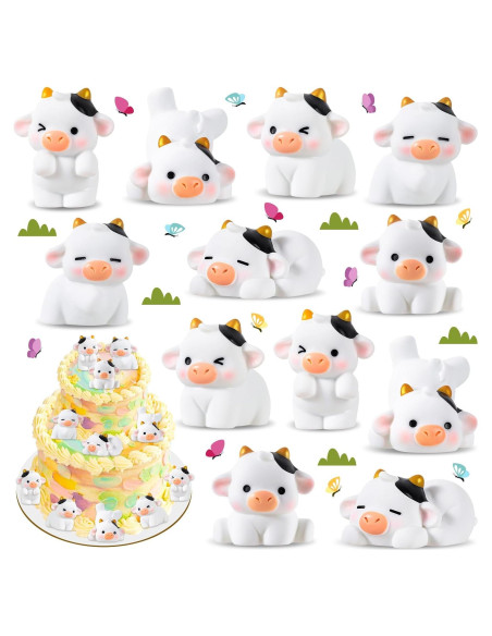 12 Mini Figuras de Vacas de Resina KQYSLXG para Decoración