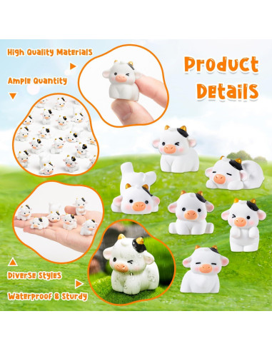12 Mini Figuras de Vacas de Resina KQYSLXG para Decoración