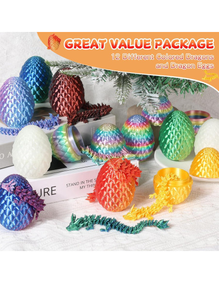 12 Huevos de Dragón 3D con Dragón Interior - Juguete Antiestrés