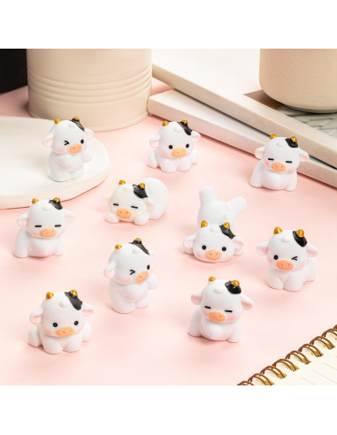 12 Mini Figuras de Vacas de Resina KQYSLXG para Decoración