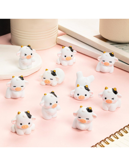 12 Mini Figuras de Vacas de Resina KQYSLXG para Decoración