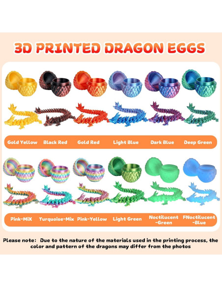 12 Huevos de Dragón 3D con Dragón Interior - Juguete Antiestrés
