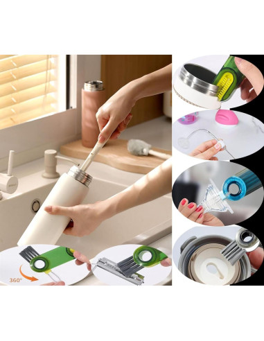 Juego de Cepillos de Limpieza 3 en 1 QINGLITION Verde-Azul