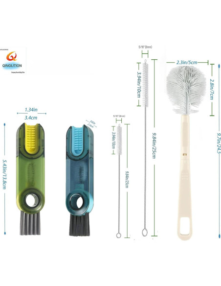 Juego de Cepillos de Limpieza 3 en 1 QINGLITION Verde-Azul