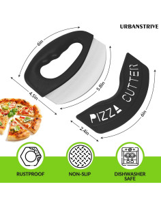 Cortador de Pizza Urbanstrive de Acero Inoxidable Negro 2