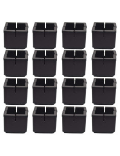 Tapas de patas de silla de silicona con fieltro 16PCS Negro