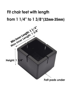 Tapas de patas de silla de silicona con fieltro 16PCS Negro 2