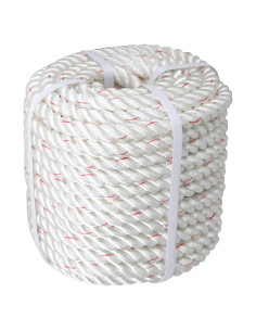 Cuerda de poliéster trenzada elfinrm 3/4" x 30.48m Blanco/Rojo