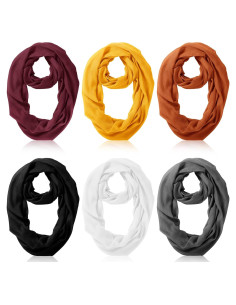 Bufandas Infinita 6 Pcs Handepo para Mujeres Color Sólido