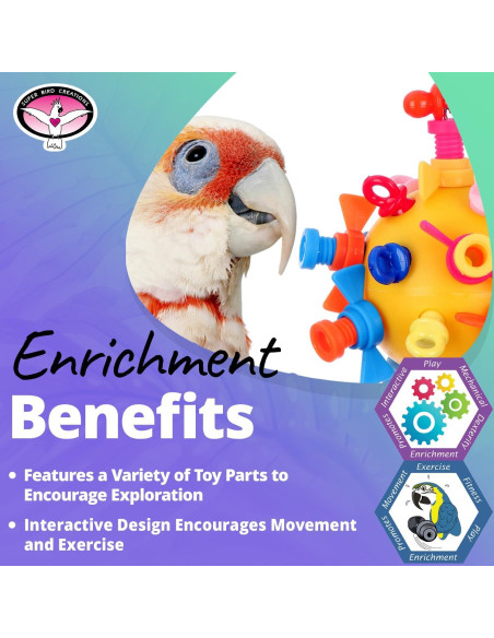 Juguete para Aves Super Bird Creations Screwball SB1215 - Interactivo para Loros Grandes