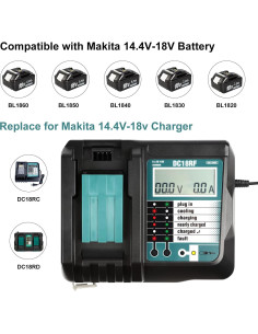 Cargador DC18RF Bslite 14.4V-18V con USB y Pantalla LCD 2