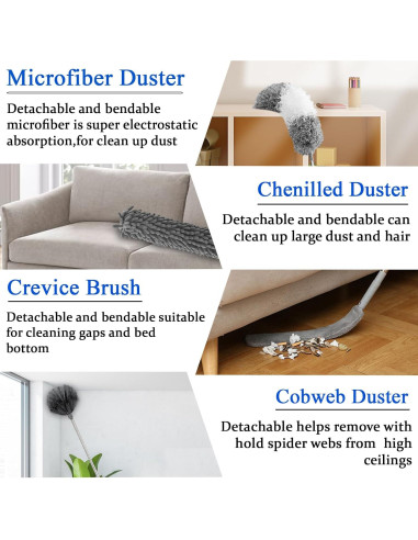 Plumeros de Pluma Niurewan, 9 Piezas, Extensibles hasta 254 cm