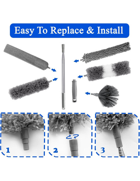 Plumeros de Pluma Niurewan, 9 Piezas, Extensibles hasta 254 cm