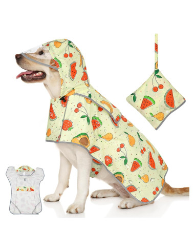 Abrigo de Lluvia Impermeable Weesiber para Perros Grandes - Frutas Amarillo