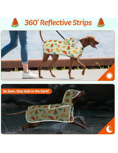 Abrigo de Lluvia Impermeable Weesiber para Perros Grandes - Frutas Amarillo