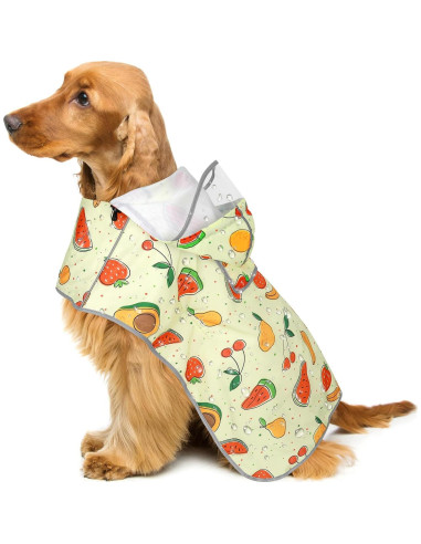 Abrigo de Lluvia Impermeable Weesiber para Perros Grandes - Frutas Amarillo