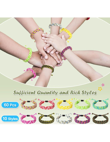 Crowye 60 Pulseras de Paracord Camo Ajustables para Supervivencia