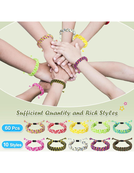 Crowye 60 Pulseras de Paracord Camo Ajustables para Supervivencia