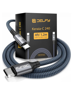 Cable USB-C trenzado Delfy 2m carga rápida 240W para iPhone 15/16