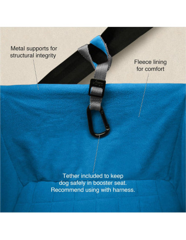 Asiento Elevador para Perros Kurgo - Hasta 13.6 kg - Gris Heather