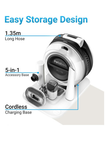 Aspiradora de Peluquería para Perros Petaboo 5 en 1, 2.2L