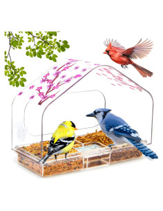 Comedero para Aves de Ventana ZLSZTMI Color Ciruela 24.9x10.9x16.5cm