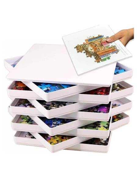 Organizador de Rompecabezas PUZZLE EZ 8 Bandejas con Tapa