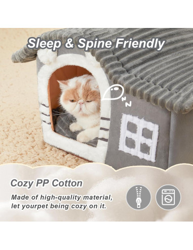 Casa de Gato Suave Jiupety Mediana Gris para Gatos 1.4-4.5 kg