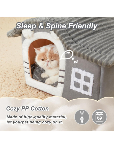 Casa de Gato Suave Jiupety Mediana Gris para Gatos 1.4-4.5 kg